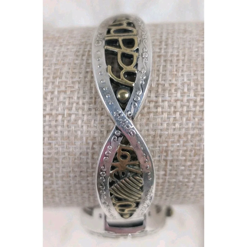 Chico's Heart Cuff‎ Watch Silver Gold Tone Rhinestone Bangle Quartz